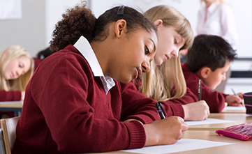female student completing their placement test