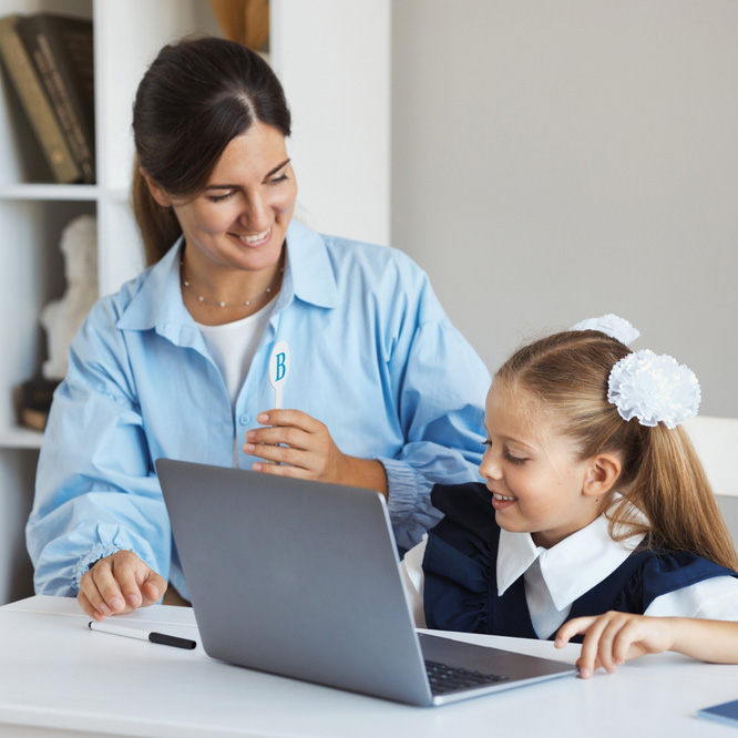 parent and child using computer